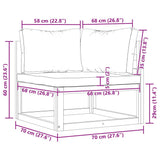 Sectional Corner Sofa & Dark Grey Cushion Solid Acacia Wood
