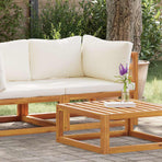 Sectional Corner Sofa & Cream White Cushion Solid Acacia Wood