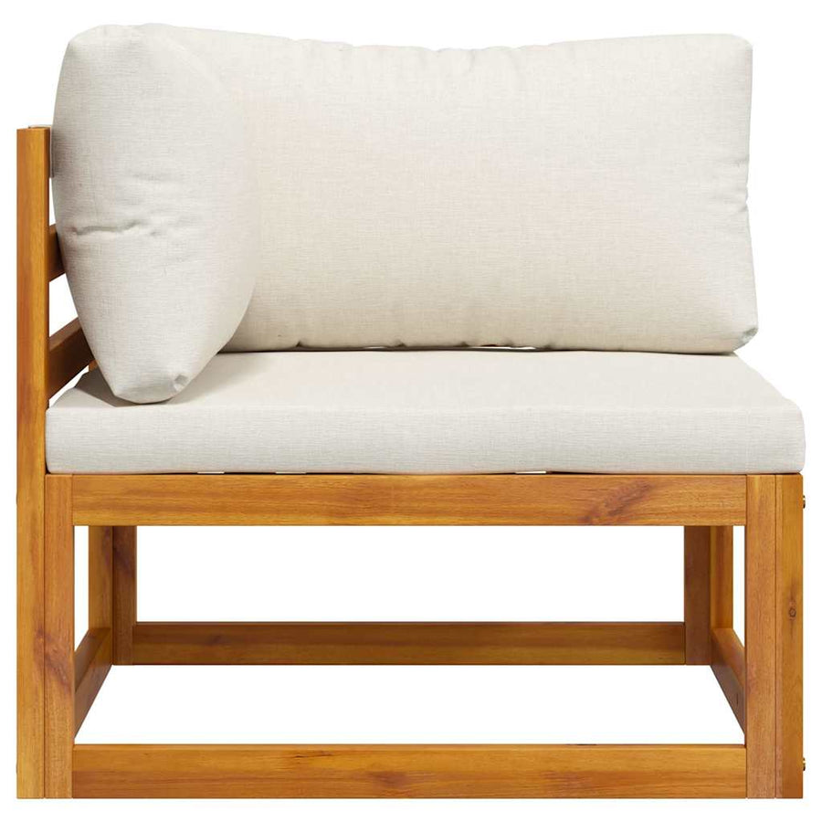 Sectional Corner Sofa & Cream White Cushion Solid Acacia Wood