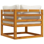 Sectional Corner Sofa & Cream White Cushion Solid Acacia Wood