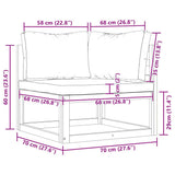 Sectional Corner Sofa & Cream White Cushion Solid Acacia Wood - Extra Image