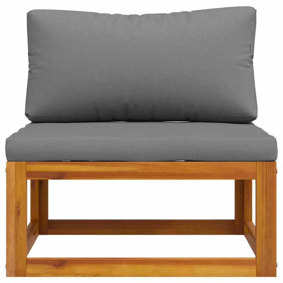 Sectional Middle Sofa & Dark Grey Cushion Solid Acacia Wood