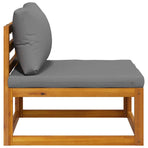 Sectional Middle Sofa & Dark Grey Cushion Solid Acacia Wood