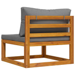 Sectional Middle Sofa & Dark Grey Cushion Solid Acacia Wood