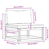 Sectional Middle Sofa & Dark Grey Cushion Solid Acacia Wood - Extra Image