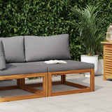 Sectional Middle Sofa & Dark Grey Cushion Solid Acacia Wood