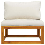 Sectional Middle Sofa & Cream White Cushion Solid Acacia Wood