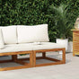 Sectional Middle Sofa & Cream White Cushion Solid Acacia Wood