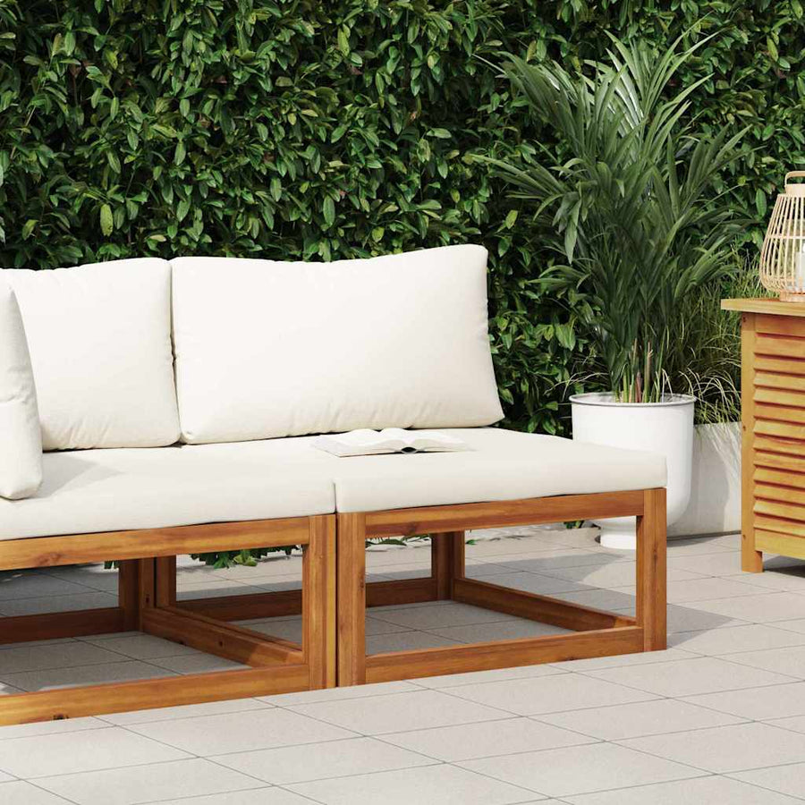 Sectional Middle Sofa & Cream White Cushion Solid Acacia Wood