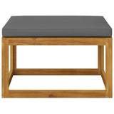 Footrest with Dark Grey Cushion Solid Acacia Wood - Side View