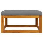 Footrest with Dark Grey Cushion Solid Acacia Wood