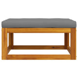 Footrest with Dark Grey Cushion Solid Acacia Wood - Top-Down View