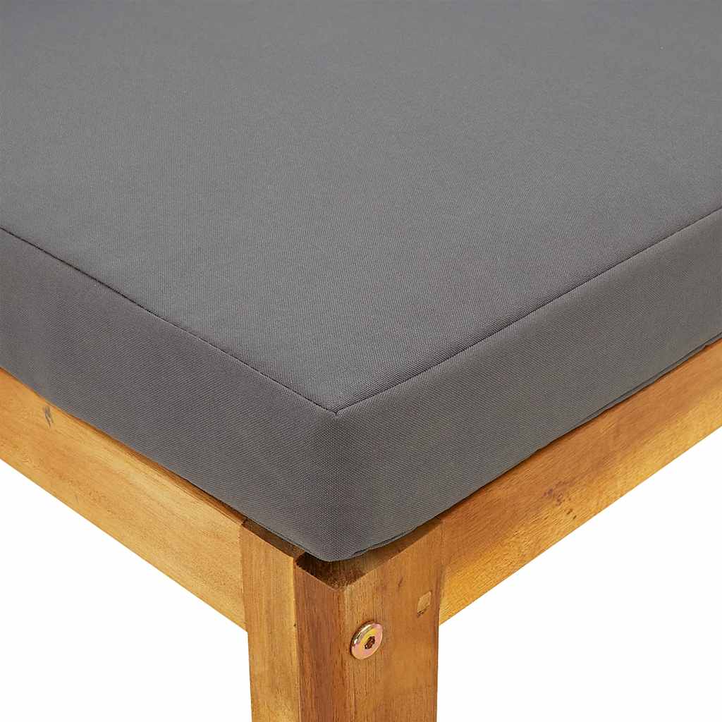 Footrest with Dark Grey Cushion Solid Acacia Wood