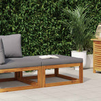 Footrest with Dark Grey Cushion Solid Acacia Wood