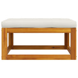 Footrest with Cream White Cushion Solid Acacia Wood - Top-Down View