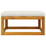 Footrest with Cream White Cushion Solid Acacia Wood