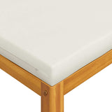 Footrest with Cream White Cushion Solid Acacia Wood - Close-Up Angle