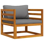 Garden Chair with Dark Grey Cushions Solid Acacia Wood
