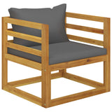 Garden Chair with Dark Grey Cushions Solid Acacia Wood - Front View