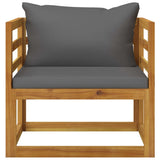 Garden Chair with Dark Grey Cushions Solid Acacia Wood - Side View