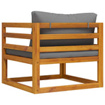 Garden Chair with Dark Grey Cushions Solid Acacia Wood