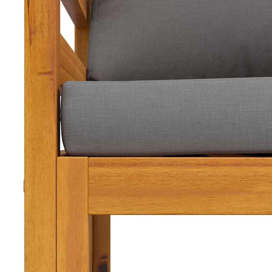 Garden Chair with Dark Grey Cushions Solid Acacia Wood