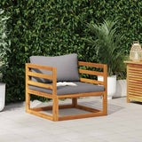 Garden Chair with Dark Grey Cushions Solid Acacia Wood
