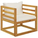 Garden Chair with Cream Cushions Solid Acacia Wood - Front View