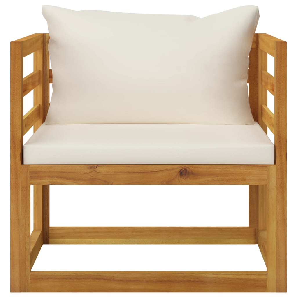 Garden Chair with Cream Cushions Solid Acacia Wood