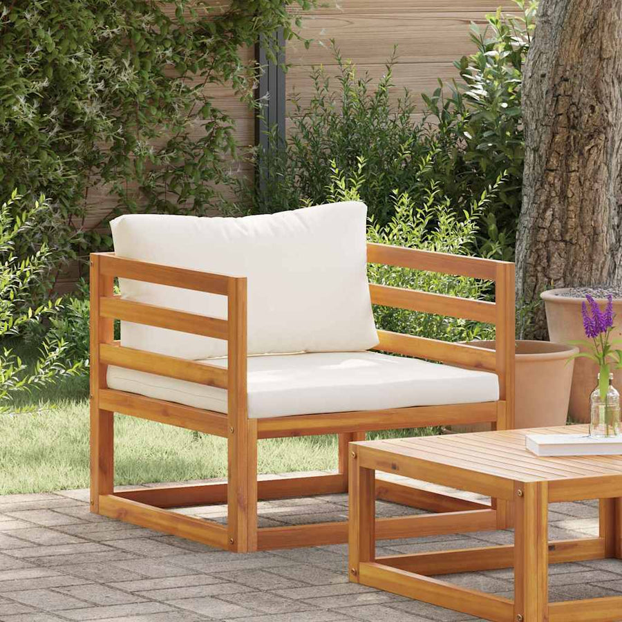 Garden Chair with Cream Cushions Solid Acacia Wood
