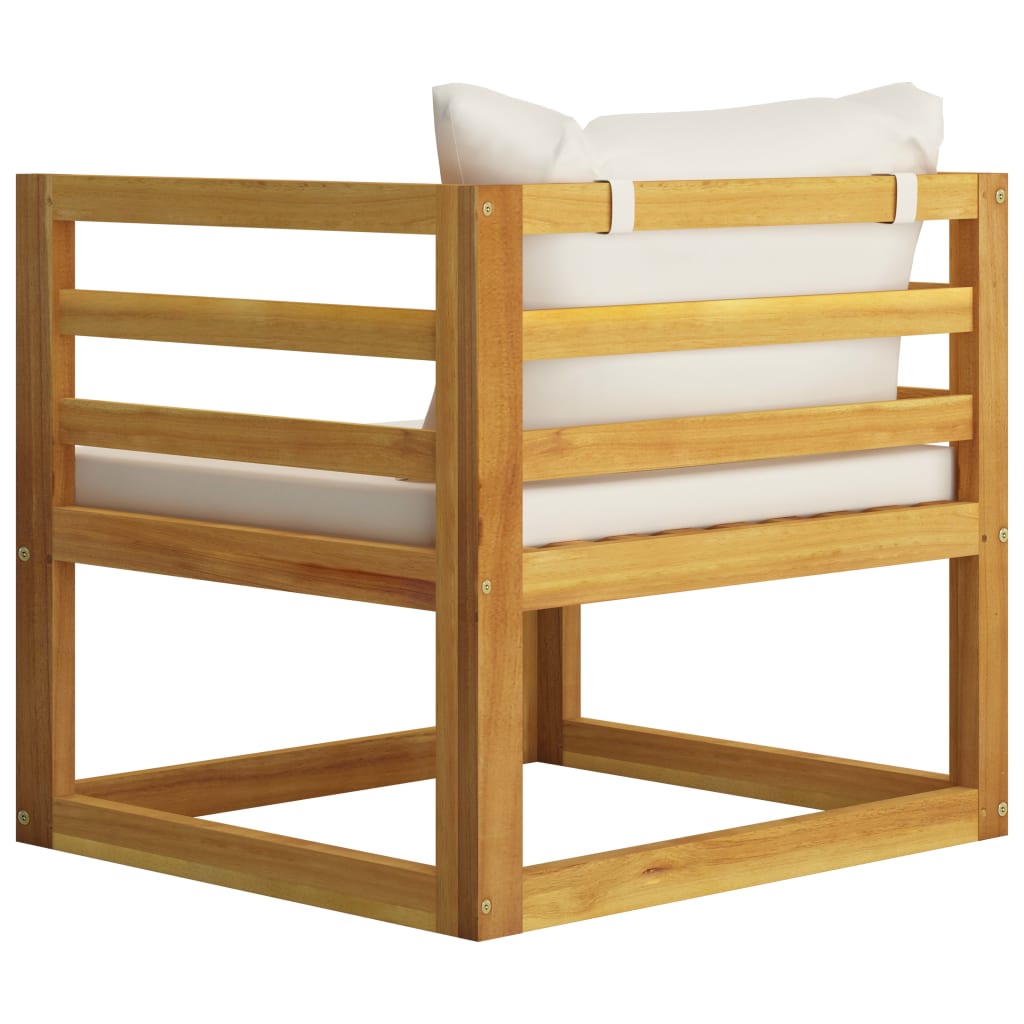 Garden Chair with Cream Cushions Solid Acacia Wood