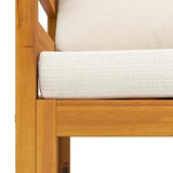 Garden Chair with Cream Cushions Solid Acacia Wood - Close-Up Angle