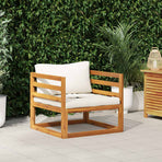 Garden Chair with Cream Cushions Solid Acacia Wood