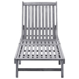 Sun Lounger Solid Acacia Wood - Front View