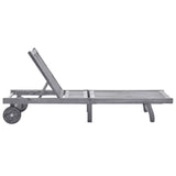 Sun Lounger Solid Acacia Wood - Side View