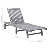 Sun Lounger Solid Acacia Wood - Low Angle