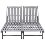 2-Person Sun Lounger Solid Acacia Wood - Front View