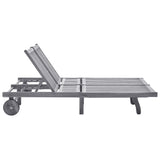 2-Person Sun Lounger Solid Acacia Wood - Side View