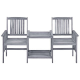 Garden Chairs with Tea Table 159x61x92 cm Solid Acacia Wood - Front View