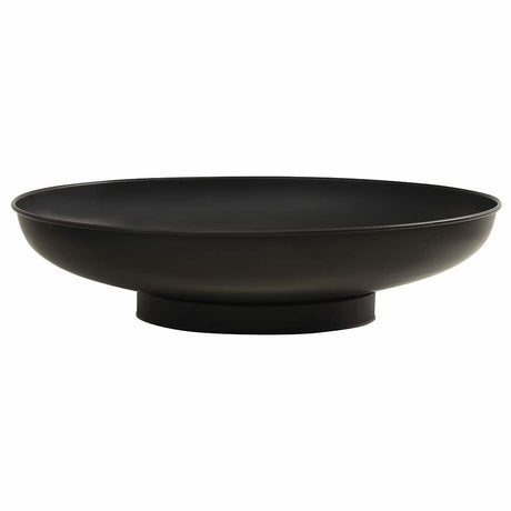 Black powder-coated steel fire pit, 80cm diameter, large steel fire bowl
