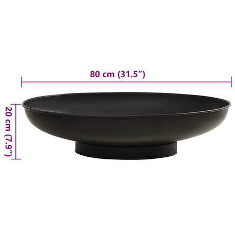 Black powder-coated steel fire pit, 80cm diameter, image 5