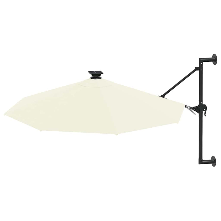 Wall-mounted Garden Parasol with LEDs 300 cm Sand
