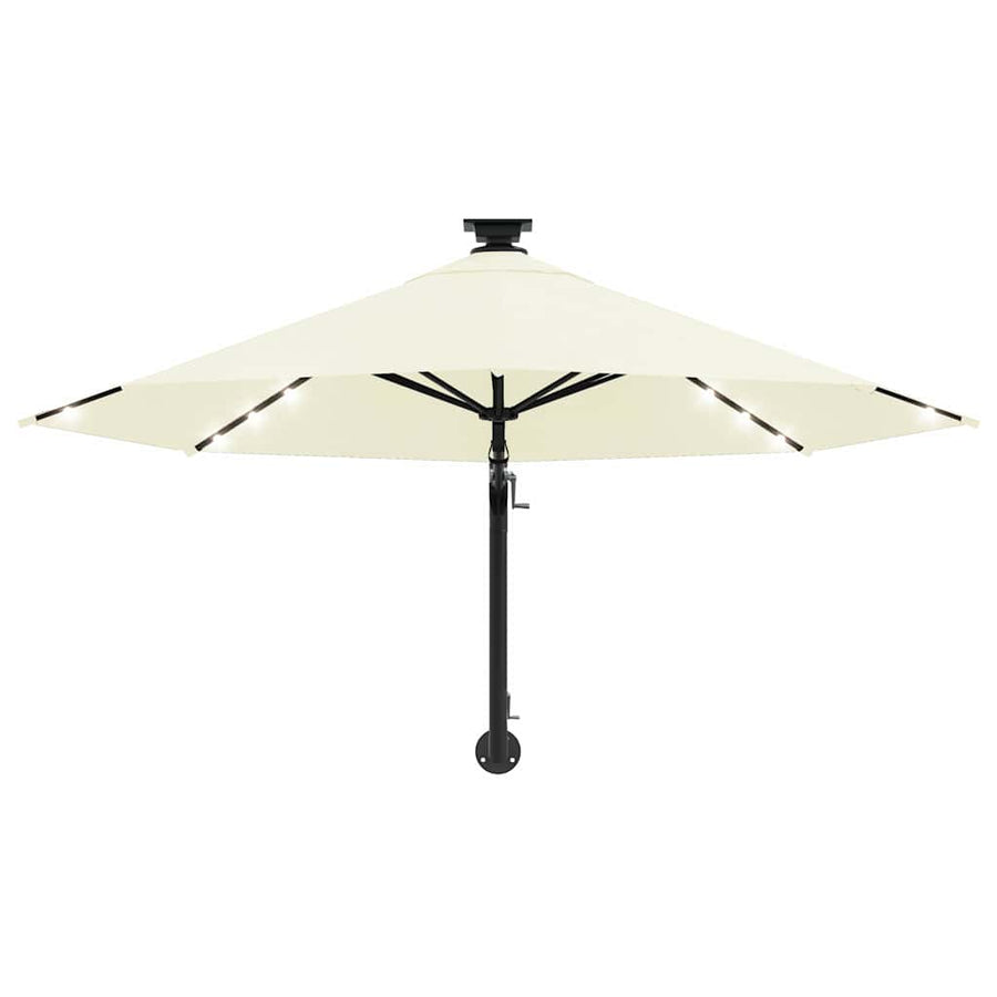 Wall-mounted Garden Parasol with LEDs 300 cm Sand