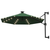 Wall-mounted Garden Parasol with LEDs 300 cm Green - Front View