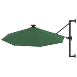 Wall-mounted Garden Parasol with LEDs 300 cm Green - Side View