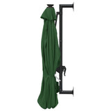 Wall-mounted Garden Parasol with LEDs 300 cm Green - 45-Degree Angle