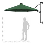 Wall-mounted Garden Parasol with LEDs 300 cm Green