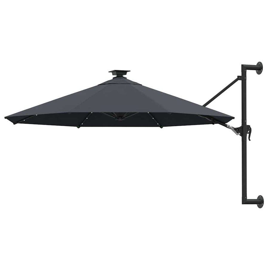 Wall-mounted Garden Parasol with LEDs 300 cm Anthracite