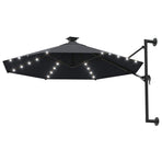 Wall-mounted Garden Parasol with LEDs 300 cm Anthracite