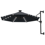 Wall-mounted Garden Parasol with LEDs 300 cm Anthracite - Front View